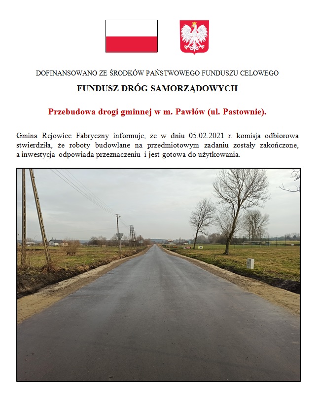 Informacja o zakonczeniu Pastownie